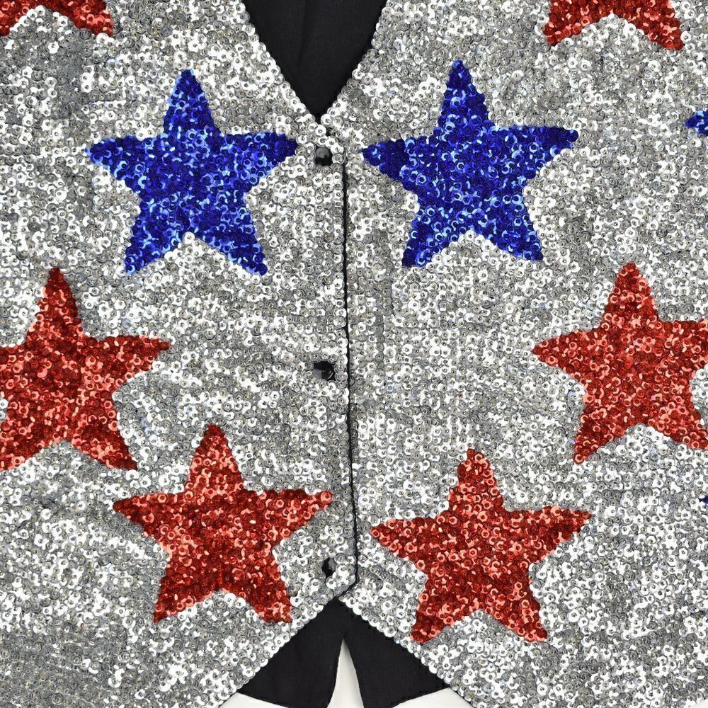 Vintage Sequin Star Vest L - Picture 4 of 6